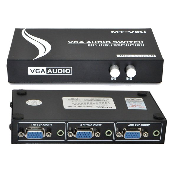 Conmutador VGA de audio y vídeo iKkegol 2x1 SVGA, 2 puertos, 2 entradas y 1 salida