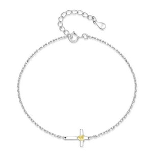 Pulsera Heshpaws S925 Sterling Silver Cross Ajustable Plata