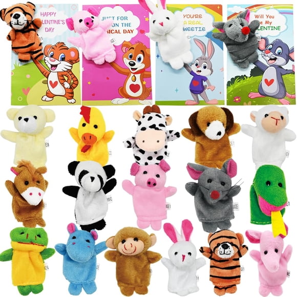 Set de marionetas WODMAZ, 16 paquetes con tarjetas de San Valentín