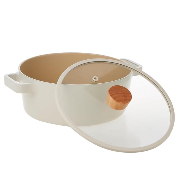 Stock Pot Neoflam FIKA 2,7 cuartos de galón, antiadherente, 22 cm, con tapa de cristal