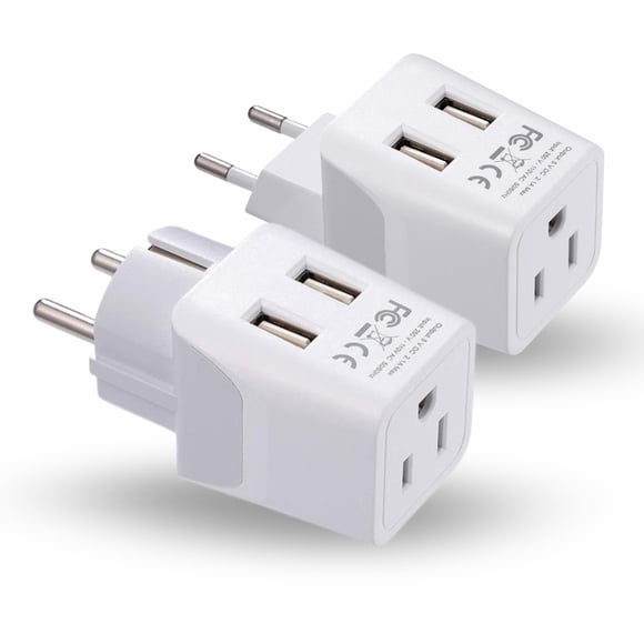 Juego de adaptadores de viaje Ceptics Schuko tipo E/F y tipo C