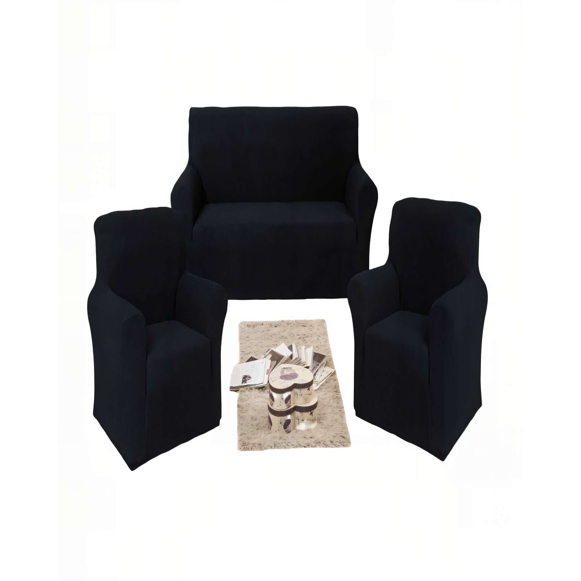 Genérico - Juego De Fundas De Sofa Cuadrille 3+1+1 Color Negro