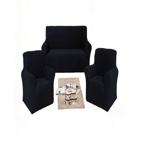 Genérico - Juego De Fundas De Sofa Cuadrille 3+1+1 Color Negro