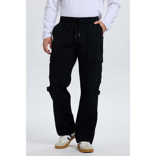 Jeans Hombre Cargo Con Broche Negro