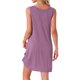 thumbnail image 3 of INSPIRE CHIC Camisón sin mangas para mujer, camisones, ropa de dormir, camisón con pliegues en la parte delantera, cuello redondo, vestido de noche, M púrpura, 3 of 6