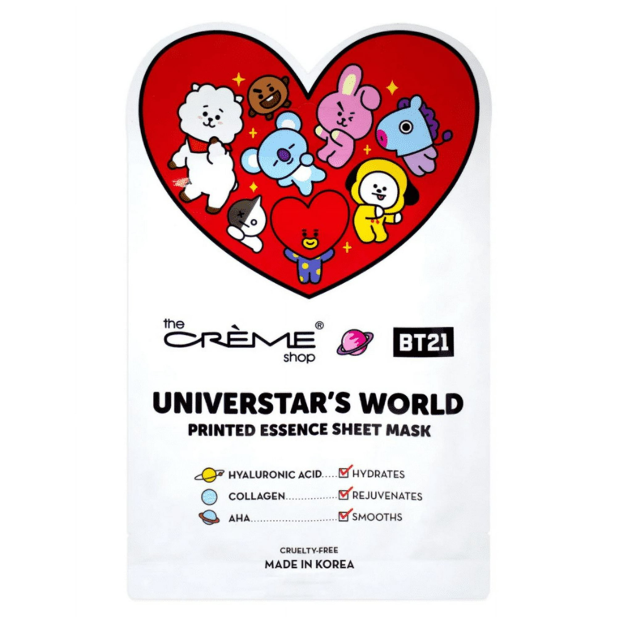 The Crème Shop | Bt21: Mascarilla De Tela Con Estampado De Esencias De Universtar's World (2 Unidades)