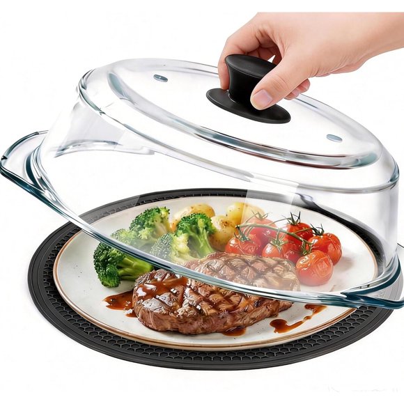 Tapa para Microondas JPPSUJJ de Vidrio con 2 Salidas de Vapor