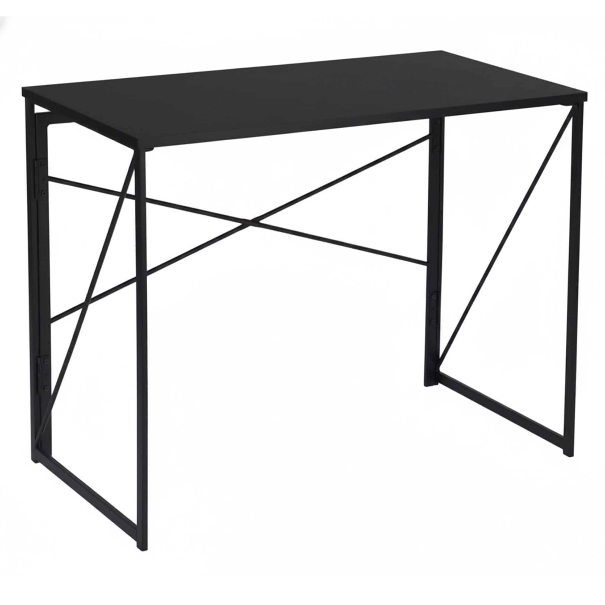 Joytek - Mesa Escritorio Plegable De Metal Y Madera Negro 100x50x75 Cm