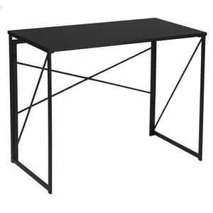 Joytek - Mesa Escritorio Plegable De Metal Y Madera Negro 100X50X75 Cm