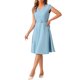 thumbnail image 4 of INSPIRE CHIC Vestidos de cóctel para mujeres con cinturón, cuello en V, manga corta, vestido fluido en línea A S Azul, 4 of 6