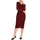thumbnail image 2 of INSPIRE CHIC Vestido de Mujer Cuello en V Encaje Floral Transparente Manga Larga Midi Vestido de Cóctel S Rojo Vino, 2 of 5