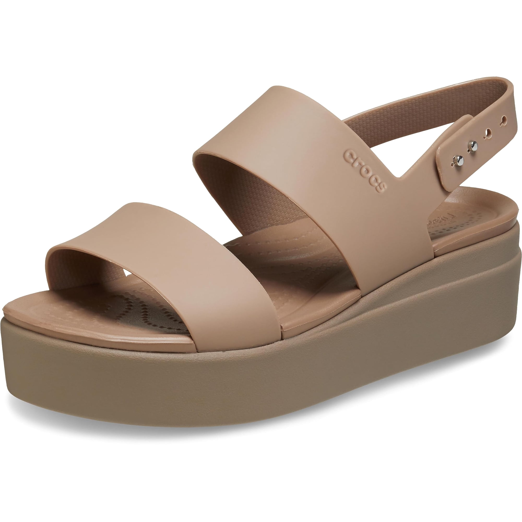 Sandalia Cuña Baja Crocs Brooklyn Latte/champiñón Talla 10 M