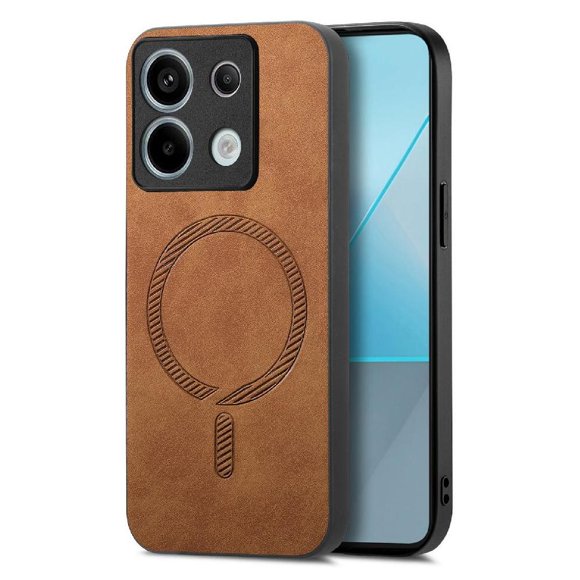 Magnetic Slim Case for Xiaomi Redmi Note 13 Pro 5G with Camera Guard & Anti-Scratch Back Brown