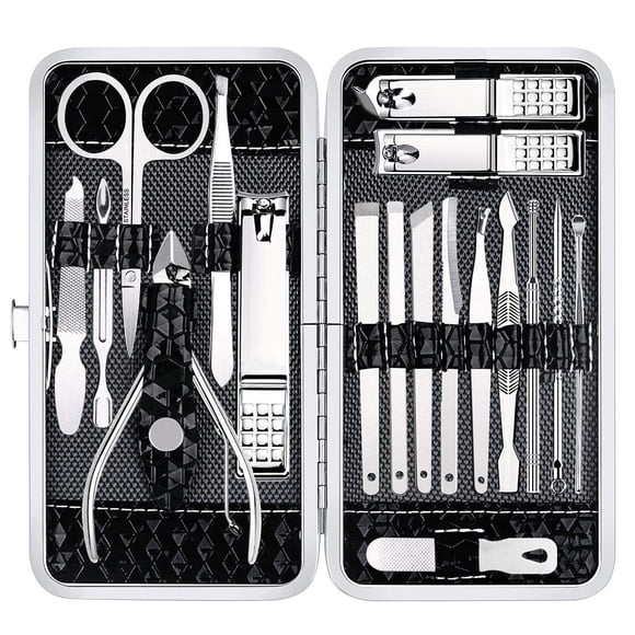 Set de manicura Yougai de 18 piezas de acero inoxidable con funda de viaje