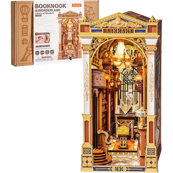 Rolife Book Nook Kit Baroque Library SnapFit 3D Wooden Puzzle