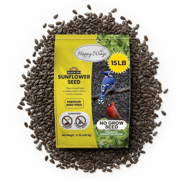 Aceite negro de semillas de girasol Wild Bird Food Happy Wings, 6,8 kg