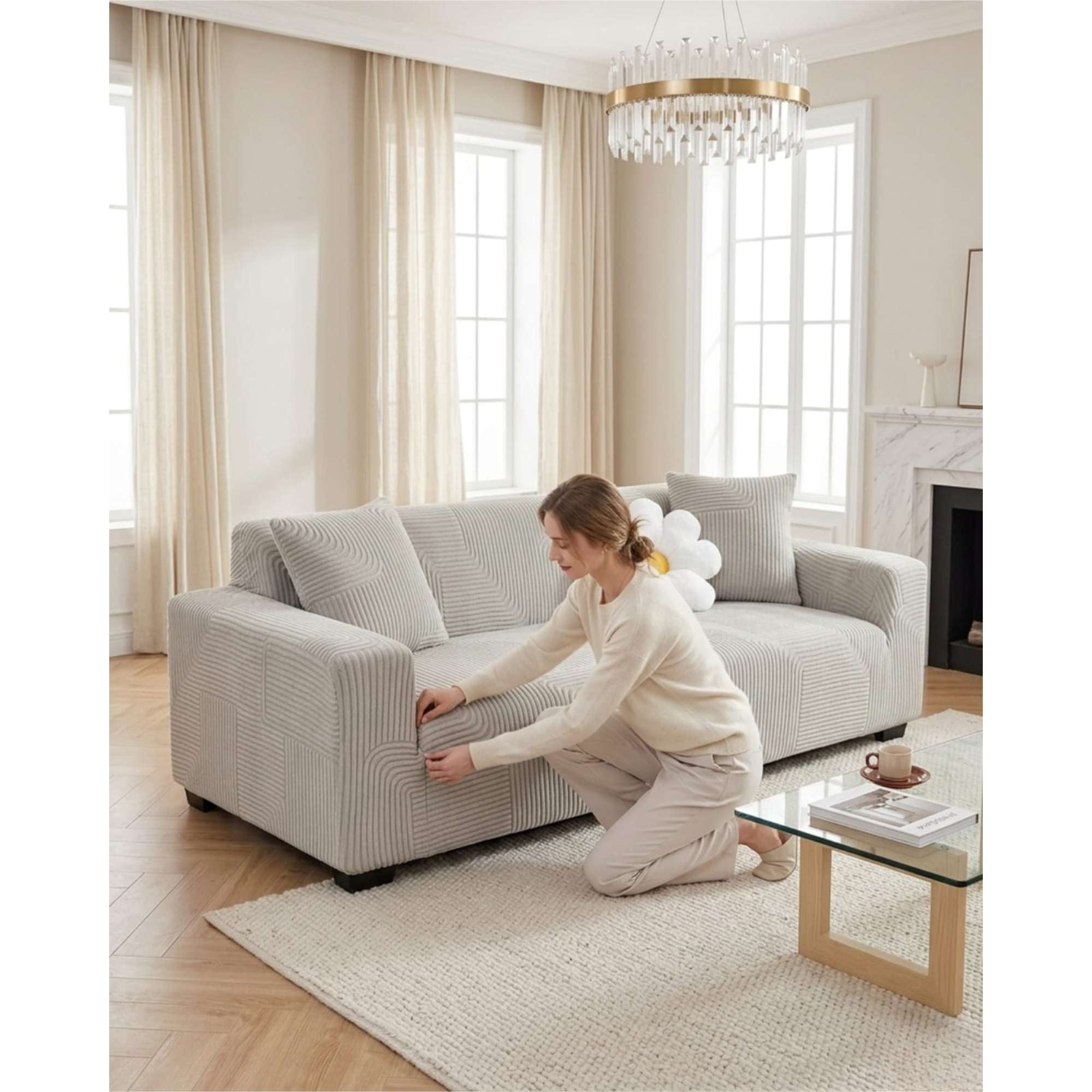 Mylhogar - Funda Para Sofa 4 Cuerpos Diseño Moderno De Polar