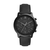 Reloj Fossil Neutra Fs5503 44 Mm Cronógrafo De Cuero Negro