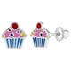 thumbnail image 1 of Aros de cupcake de plata 925 con esmalte colorido para niñas, 1 of 2