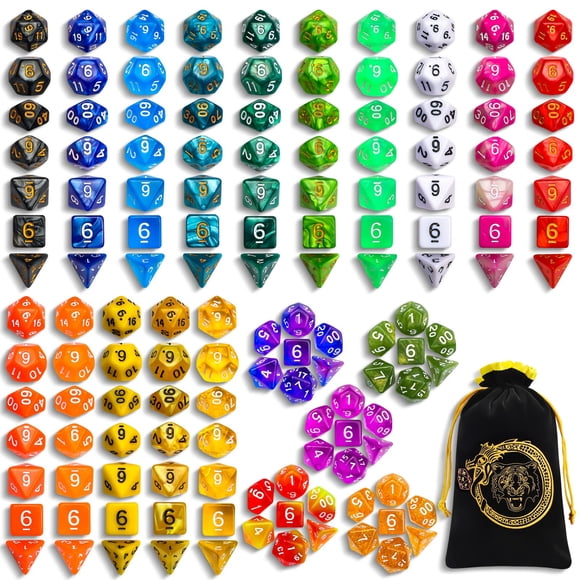 Juego de dados CiaraQ DND Dice 20x7 Polihedral 140 piezas