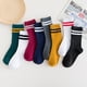 thumbnail image 2 of suxuMhao Calcetines, 5 Pares Calcetines Retro a Rayas de Doble Barra y Doble Aguja, Calcetines Casuales para Todas las Estaciones, Talla Única Que Se Ajusta a la Mayoría, Calcetines de Algodón Verde, 2 of 2