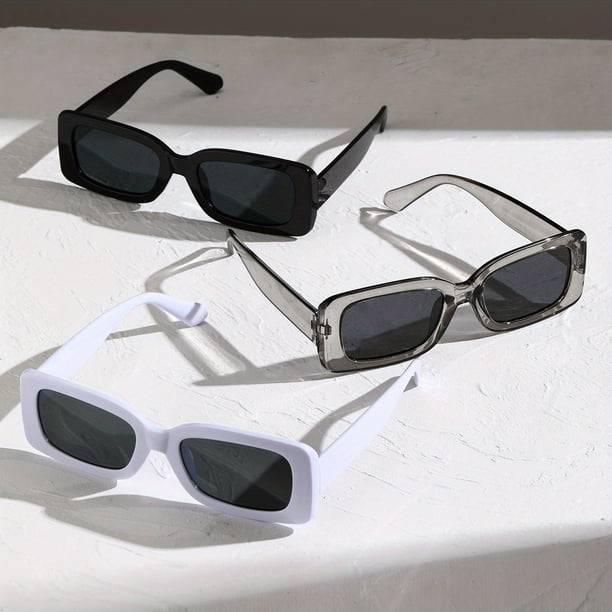 3pairs Y2K Rectangle Fashion Sunglasses For Women Men Hiphop Anti Glare Glasses For Travel Beach Party Club, UV400