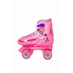 Genérico - Patín 4 Ruedas + Set Protección Talla 29-32, Rosado