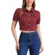 thumbnail image 1 of INSPIRE CHIC Chaquetas Casual para Mujer Chaqueta de Mezclilla Recortada con Botones y Mangas Abullonadas Talla S Rojo Vino, 1 of 6