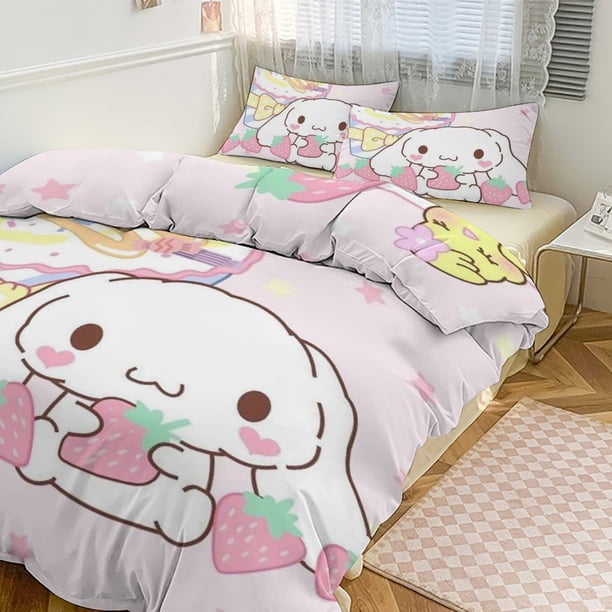 Cute Cinnamoroll Cartoon Duvet Cover Set Bedding Set 1 Duvet Cover And 2 Pillowcases 3D Cartoon Dog Printed Comfortable And Ultra Soft Bed Set Room Decor for Bedroom