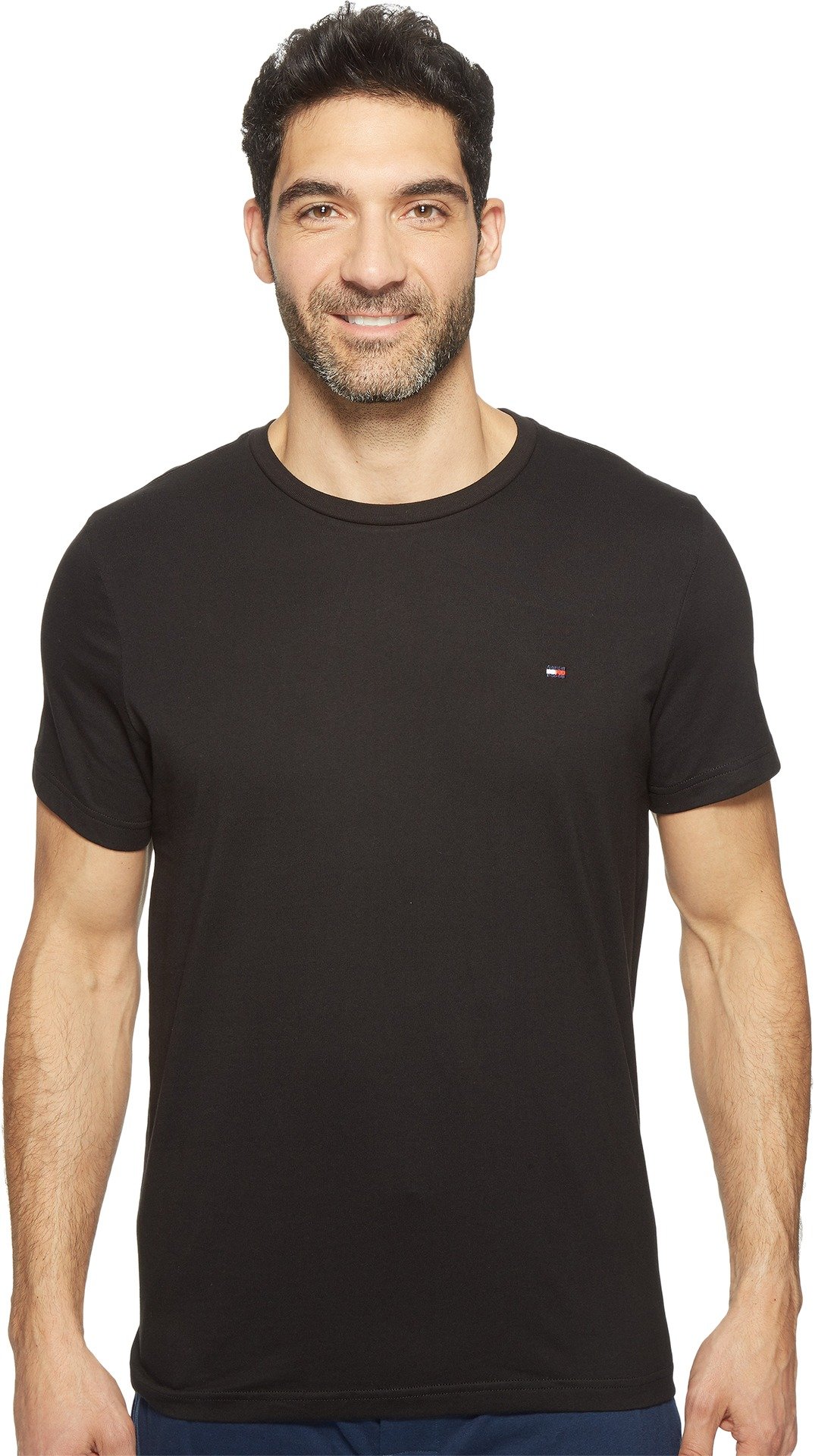 Camiseta Tommy Hilfiger Core Flag Con Cuello Redondo Para Hombre, Color Negro