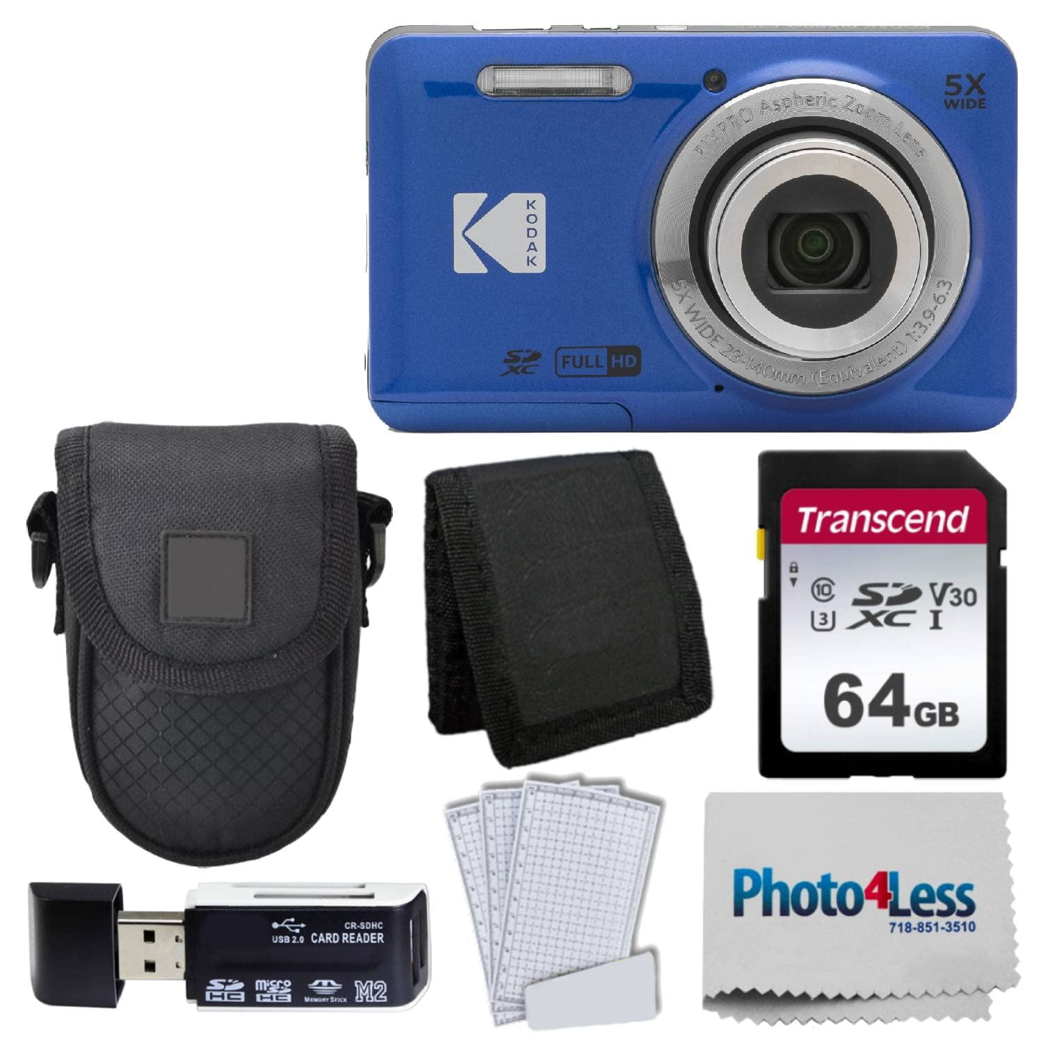Photo4less - Cámara Digital Kodak Pixpro Fz55 16mp 5x Zoom 64gb Azul