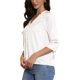 thumbnail image 4 of Blusa de satén INSPIRE CHIC para mujer con cuello en V dividido, manga 3/4 y botones L Blanco, 4 of 6