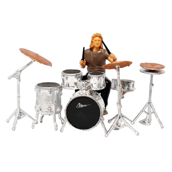 Pintado A Mano 1:64 Rock Music People Figure Dioramas Fairy Garden Movie Props Brown Drummer Set