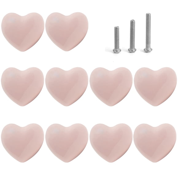 Perillas De Cerámica Para Cajón En Forma De Corazón Rosa Paquete De 10