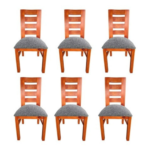 Pack 6 Sillas Birka Caramelo Tapiz Gris