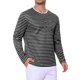 thumbnail image 4 of INSPIRE CHIC Camisas Henley a Rayas de Manga Larga con Botones para Hombre, Casual, Tallas Grandes, Negro, 4 of 6