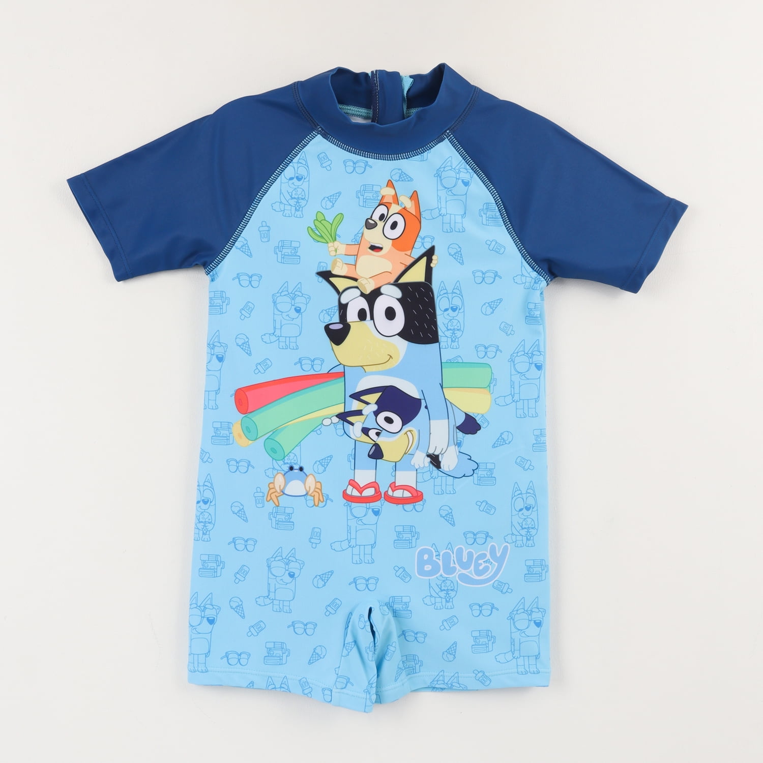 Traje De Baño Manga Corta Niño Azul Bluey & Friends Bluey