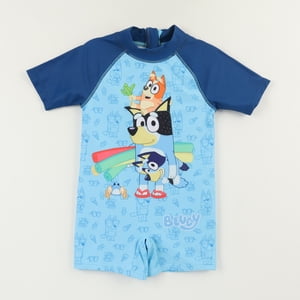 Traje De Baño Manga Corta Niño Azul Bluey & Friends Bluey