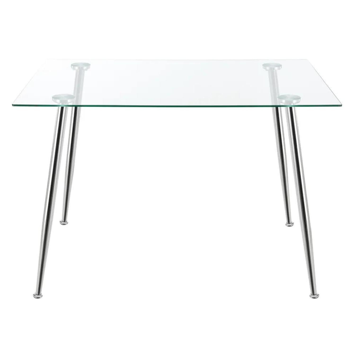 Pandalino - Mesa Rectangular Vitreo 130x80 (cromada) | Vidrio Templado | Nórdico