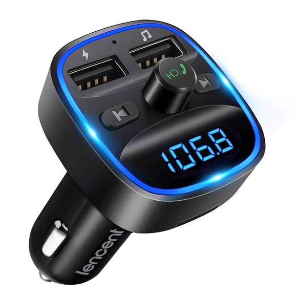 Transmisor FM LENCENT T25, adaptador Bluetooth para coche con 2 USB