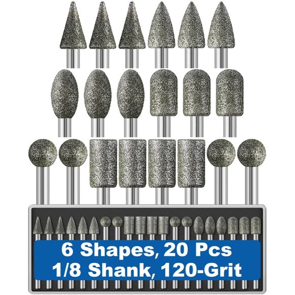 Puntas de diamante Sworker 20 pzas 120 granulado vástago 3 mm