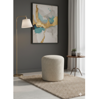 Muebles New - Puff Redondo Beige Lino