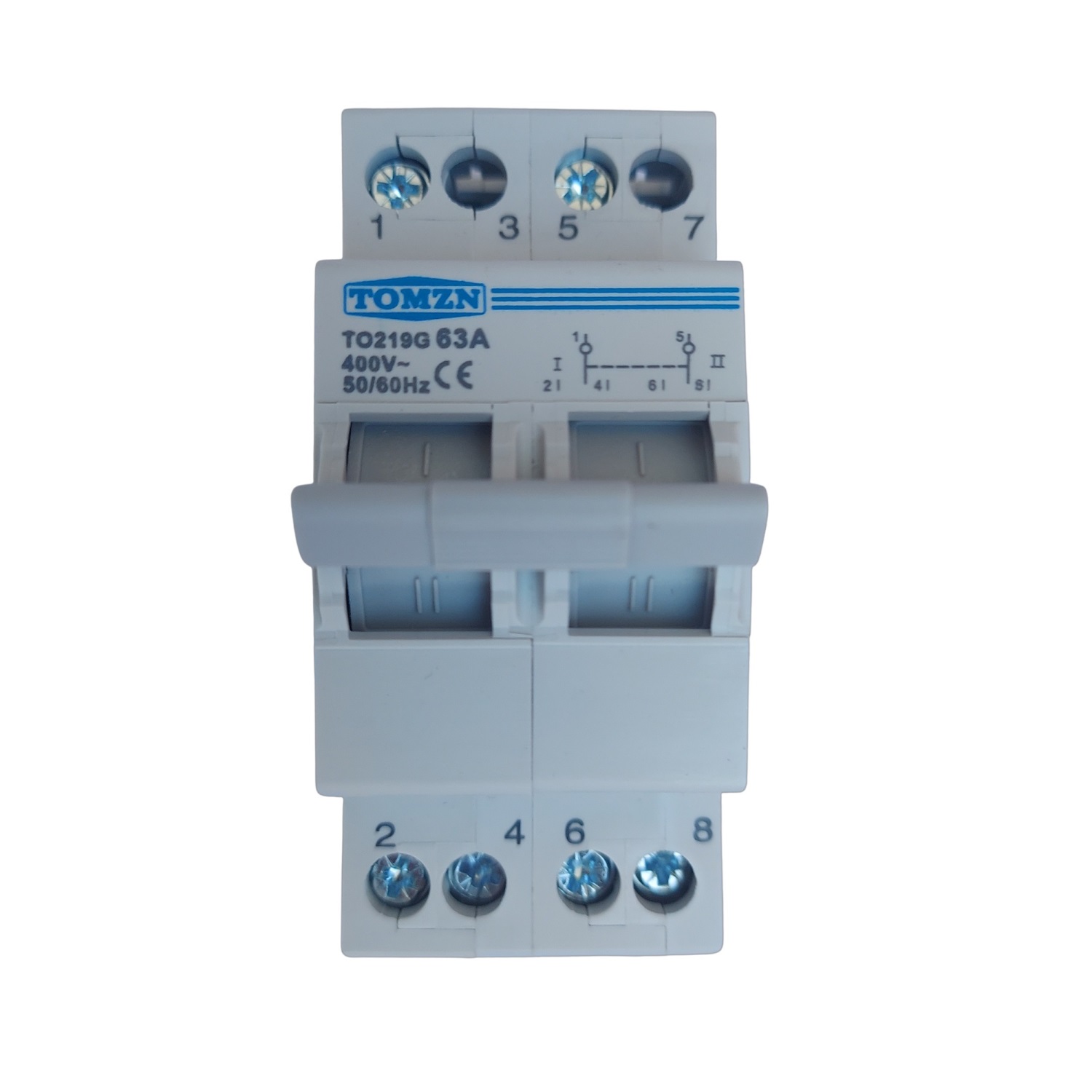 Tomzn - Selector Conmutador 1-0-2 Mts 63A 2P Riel Din Solar - Red