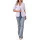 thumbnail image 2 of INSPIRE CHIC Blazer de algodón y lino de manga corta para mujer, casual de verano, para oficina y uso casual, M, color púrpura claro, 2 of 6