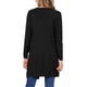 thumbnail image 3 of Cárdigan de suéter para mujer, abrigo de otoño, abierto al frente, manga larga, medio largo, chaqueta de punto, L negro, 3 of 6
