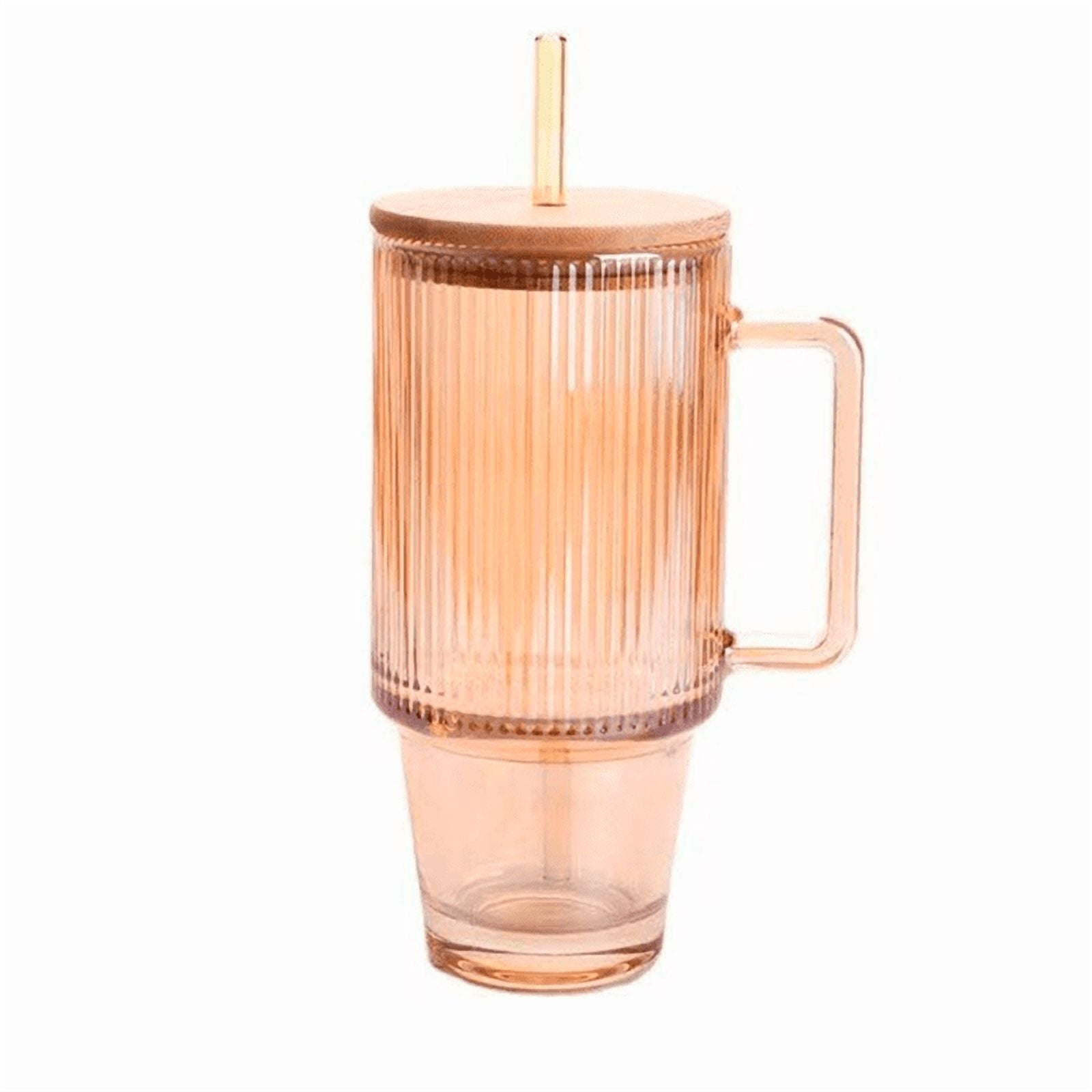 Wakeshome - Vaso De Vidrio Con Tapa Bambu Y Bombilla 700ml