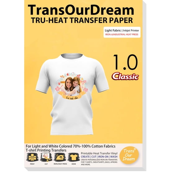 Papel de transferencia de calor TransourDream para camisetas (20 hojas)