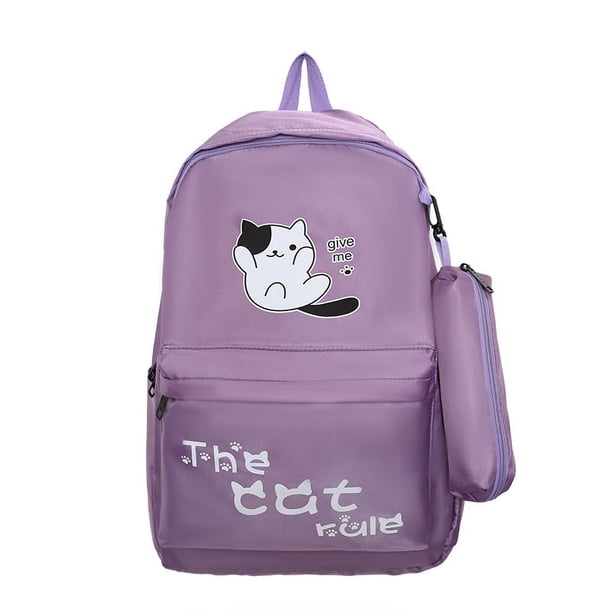 2pcs/set Kawaii Cute Cartoon Backpack, Preppy College School Bookbag, Casual Travel Daypack Knapsack & Pencil Bag For Students Girls