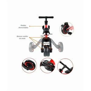 Genérico - Triciclo Correpasillos Multiposiciones En Rojo