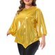 thumbnail image 4 of Agnes Orinda Trajes de Halloween para Mujeres Tallas Grandes Escuela Colegio Top Metálico Brillante Cuello Redondo 3/4 Manga Acampanada Dobladillo Asimétrico Blusa Brillante para Fiesta en Club 4X Oro, 4 of 6